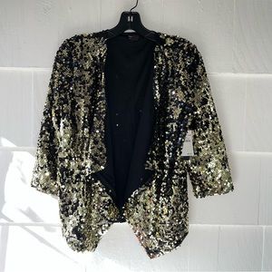 Metallic Gold/Black Sequin Holiday Jacket 🖤✨ Size M, New with Tags FREE PRESS